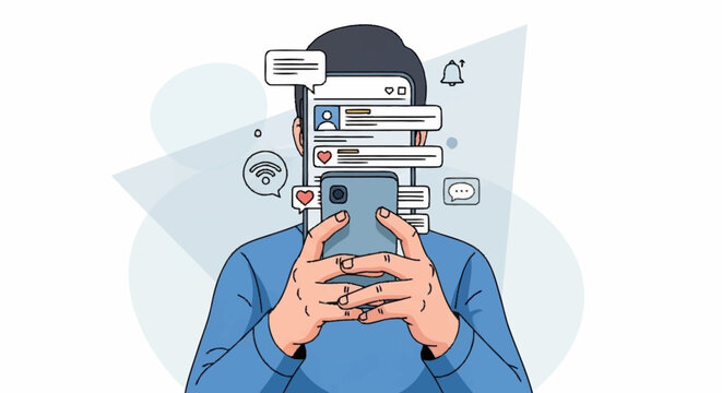 Person engrossed in smartphone social media notifications.