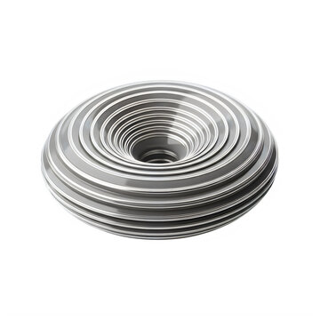 A stack of silver metal washers isolated on white background
