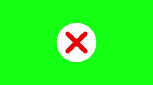Red cross symbol inside a white circle on a green screen background chroma key