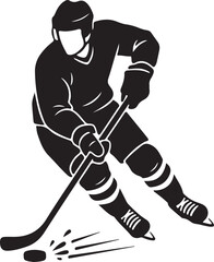 Fototapeta premium Ice Hockey Player Silhouette Action Sports Athlete Vector Illustration