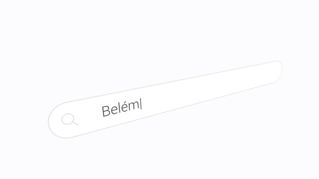 Typing Bel&eacute;m in Digital Search Engine - Close Up
