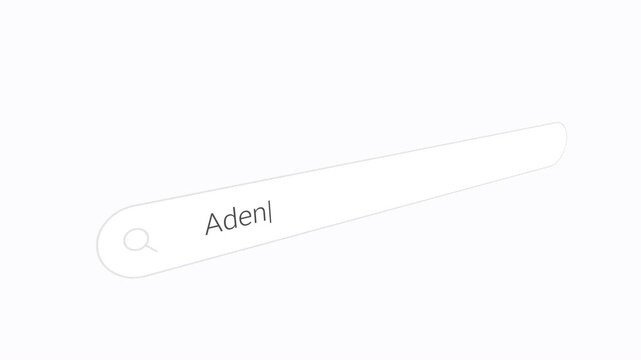 Typing Aden Into Computer Search Bar - Close Up