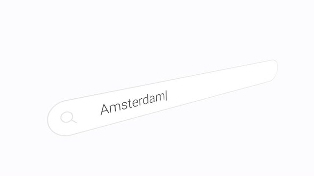 Typing Amsterdam Into a Digital Search Bar - Close Up