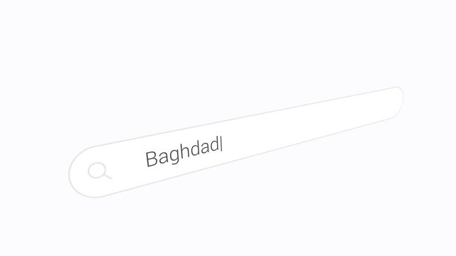 Typing Baghdad Into a Digital Search Engine - Close Up