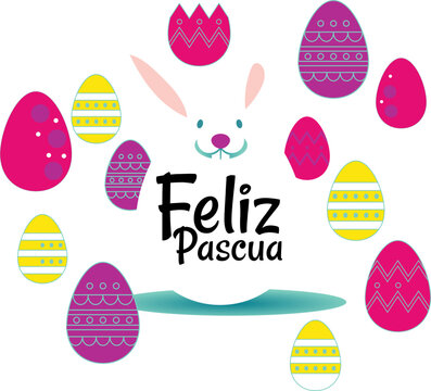 Happy Easter Or Feliz Pascua Greeting Card Vector