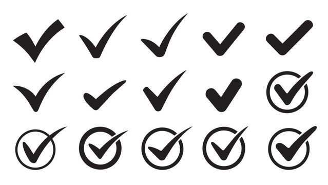 Collection black tick symbol design
