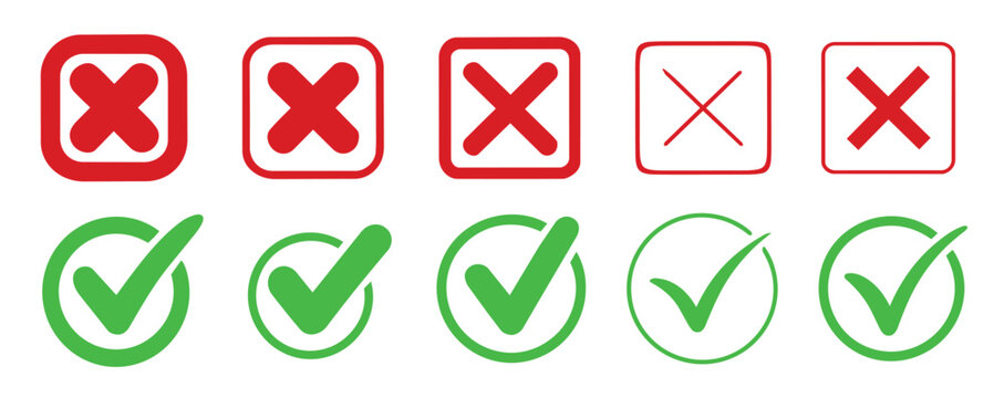 Different red green crossmark,heckmark design set