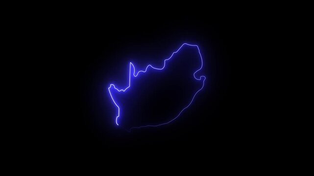 Ecuador outline glowing blue neon light map shape animation on black background digital 4k video...