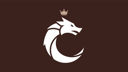 Fototapeta premium Abstract wolf head and crown graphic