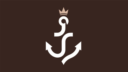 Fototapeta premium Anchor icon with crown illustration