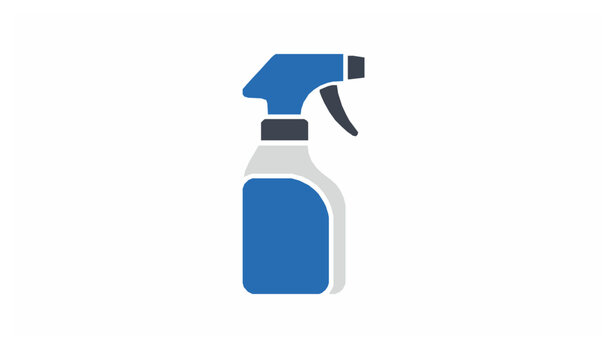 Spray bottle flat vector icon with trigger nozzle cleaning container illustration isolated on white background EPS10