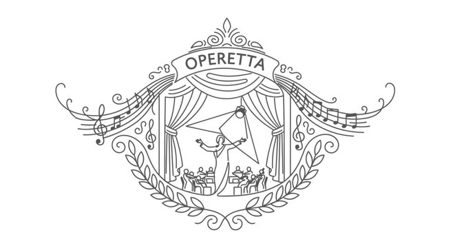 Operetta, Stage Performance, Music, Concert, Vintage Illustration