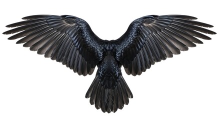 Obraz premium Black bird with outstretched wings isolated on a white background