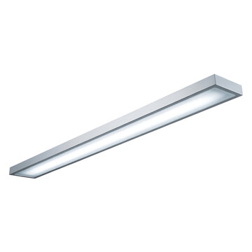 Modern linear fluorescent ceiling light fixture with sleek metallic finish