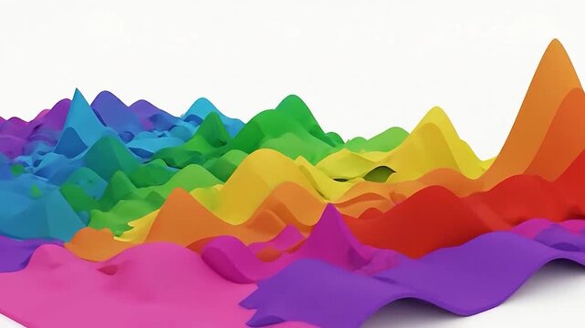 Abstract colorful landscape with rolling hills and peaks
