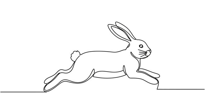 Dynamic Rabbit Line Art Illustration