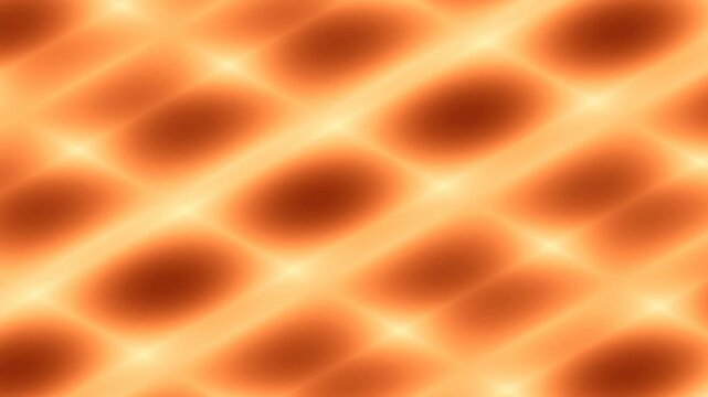 Glowing orange background with dark spots and bright lights, abstract pattern with glowing lines and dots, vibrant
