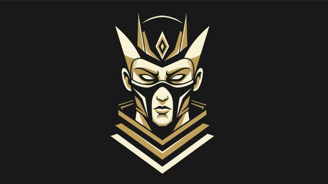 Abstract warrior portrait in gold and black