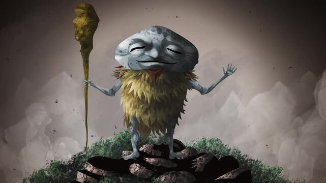 abura sumashi yokai mysterious japanese folklore creature sitting silently on mountain path