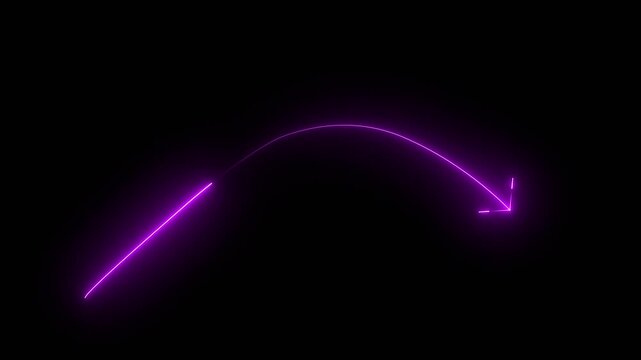Downward moving animated curved arrow in violet colour	