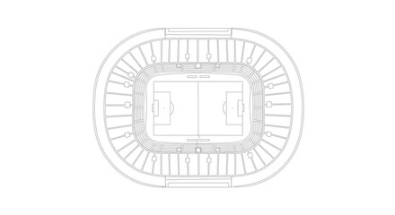 Top View Stadium Blueprint Outline - Soccer Field Aerial Drawing © Azizi