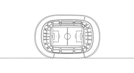 Minimalist Football Stadium Drawing - Outline Top View © Azizi