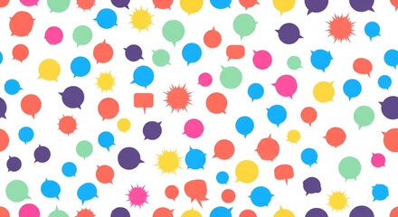 Obraz premium Colorful speech bubbles in various shapes and sizes on white background for creative communication concepts
