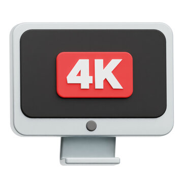 4K Display Monitor 3D Icon Isolated On The Transparent Background