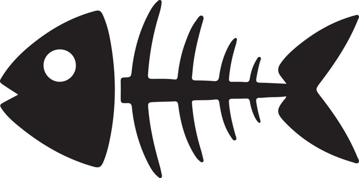 Simple stylized fish icon with open mouth and eye isolated for use in graphic design projects and digital illustrations