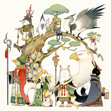 RPGゲーム。旅の仲間たち。魔導士。剣士。ナイト。魔法使い。ファンタジー