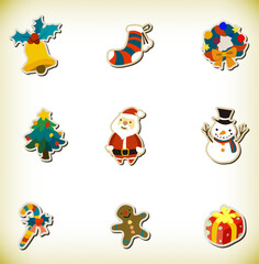 Fototapeta premium Festive Christmas and Holiday Vector Icon Collection