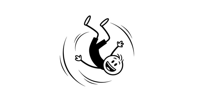 Joyful Stick Figure Somersaulting in a Whirlwind of Energy and Fun.