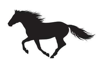 Obraz premium Running horse silhouette with flowing