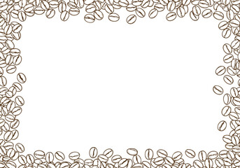 Hand drawn coffee beans creating an elegant border on a clean white background perfect for a menu or beverage design layout © khafid