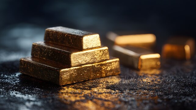 High contrast gold bars against dark dramatic background