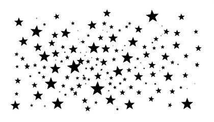 Obraz premium Black star cluster over a white backdrop, varying in size, showcasing a constellation