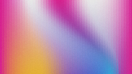 Grainy Gradient Abstract Background with Vertical Glass Grooves – Vibrant Pink, Purple, Blue, Yellow Color Blend, Textured Noise Effect.