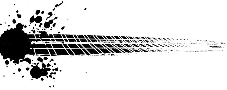 PrintVector Print Textured Tire Track . Design Element . Car tread silhouette . Mud splash grunge texture