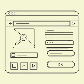 Minimal line web browser window with navigation and controls line minimal