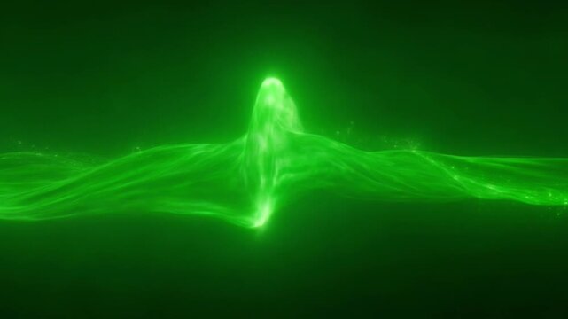 Glowing green aurora in dark space