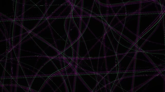 Purple and gray lines on black.