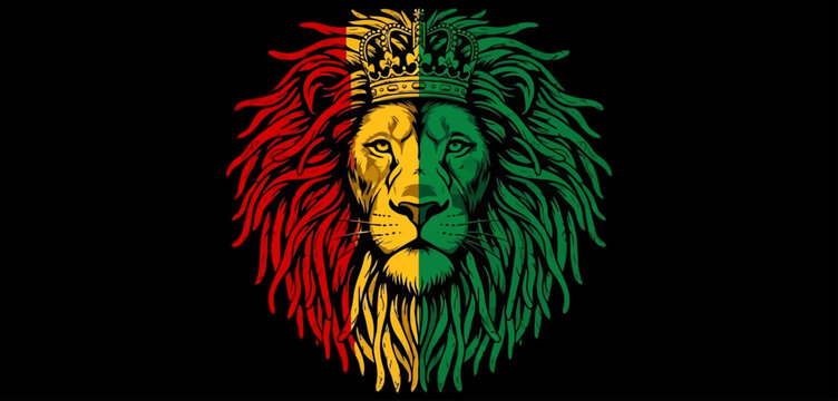 Rastafari Lion of Judah vector illustration.