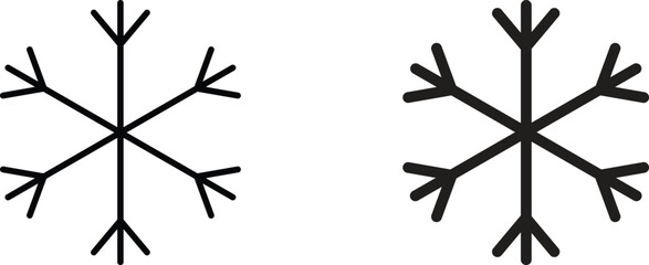 Fototapeta premium Snowflake Vector Icon Set with Minimalist Winter Cold and Frozen Symbols