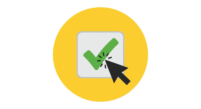 A green check mark on a white checkbox with a computer mouse cursor