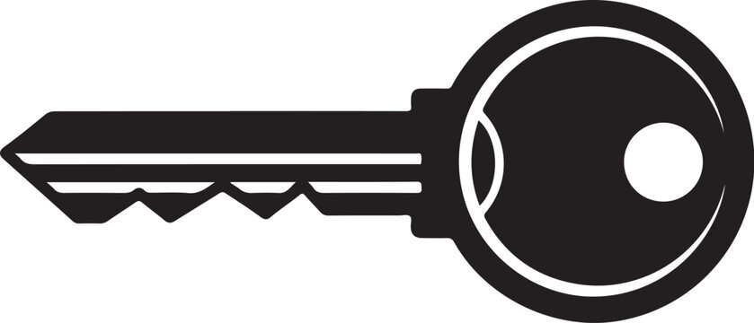 Black key icon, key symbol, vector key, flat design key
