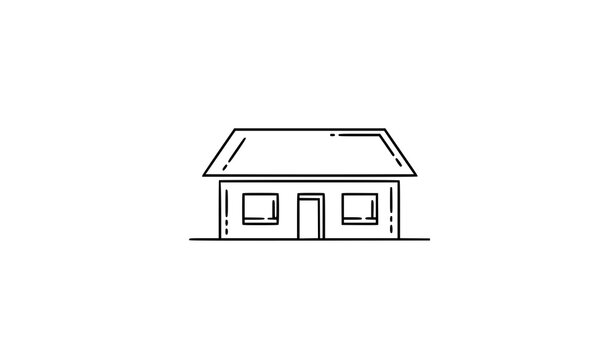 Minimalistic sideways long house vector icon for logos and design projects