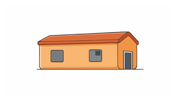 Cartoon sideways long house vector icon for modern logo and illustration