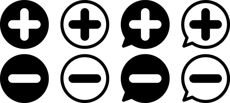 プラスとマイナスのアイコン 加算・減算・増減を表すシンプルUIデザイン Plus and Minus Icon Add Subtract UI Design
