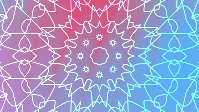 White geometric kaleidoscope overlay pattern on a pink and blue gradient suitable as a background for blog posts, social media graphics, or presentations.