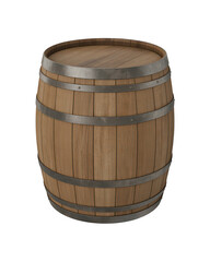 Fototapeta premium Wooden barrel with metal bands isolated isolated on a transparent background